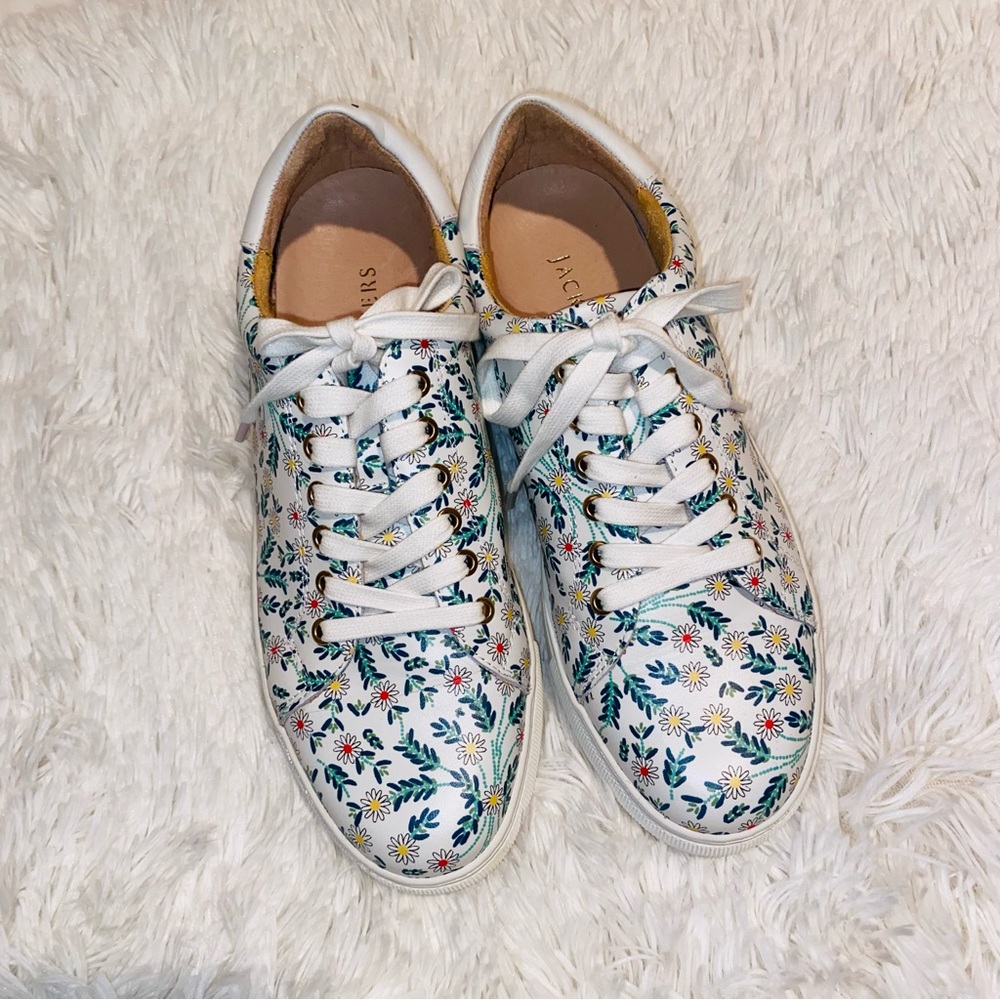 🎉2xHP🎉 Jack Rogers Womens White Floral Rory Daisy Lace-Up Sneakers Size 8 - Picture 4 of 8
